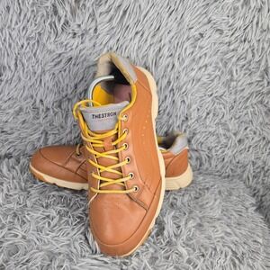 Thestron Motion Pro Golf Shoes Mens 13 Tan Yellow Spiked Leather Sneakers